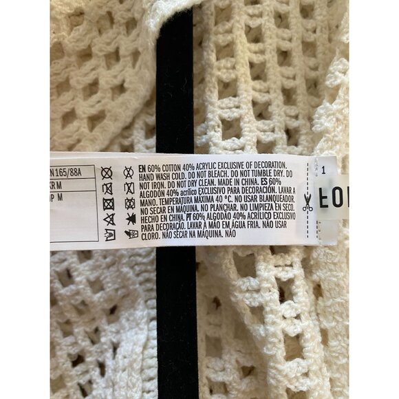 NWT Forever‎ 21 Womens Crochet Open Front Sweater Ivory Medium Swim Coverup - Picture 4 of 5
